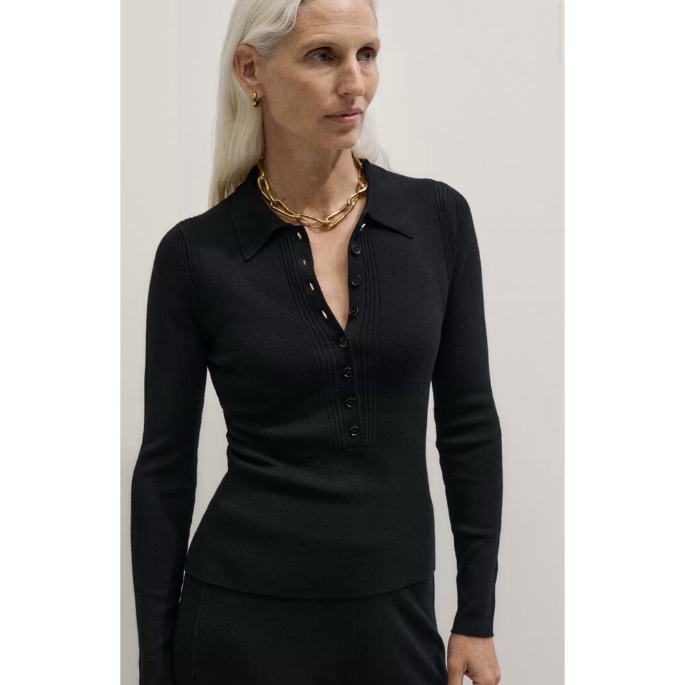 Me+Em Evening Knit Shirt Merino + Silk Knit Women’s Small NWT